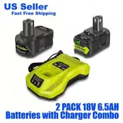 Lizone 18 Volt 6.5AH Batteries Kit for Ryobi 18V 5.0Ah Battery and Charger Combo