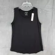 Chico's The Ultimate Tee Tank Top Womens 0 Small Black Cotton Modal Scoop Neck