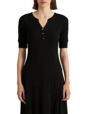 [Lauren Ralph Lauren] Cotton Henley Dress in Black