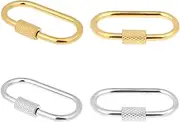 [salbsever] 4 Pcs Small Locking Carabiner Screw Lock Carabiner Brass Screw Lock Clip Oval Lock Key Clasps Stainless Steel Screw Locking Keychain Simple Brass Keychain Holder Clasp Metal Keychain Clip Hook