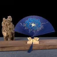 在飛比找樂天市場購物網優惠-中國風描金牡丹花女式折扇古風全竹扇古典工藝品隨身小扇子禮品扇