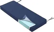 YIJIAN HOME Outdoor Bench Cushion 4 inches Memory Foam Waterproof Patio Furniture Bench Cushion Porch Swing Cushion with Handle and Adjustable Strap, 48 x 18 Inch Navy