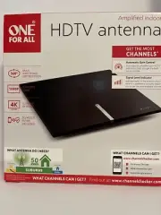 One For All HDTV Amplified Indoor TV Antenna 50 mile range, 8 Feet Coaxial
