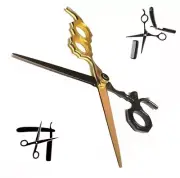 Top Quality Sharp Blades Rotating Thumb Professional Barber Shears Scissors Gold