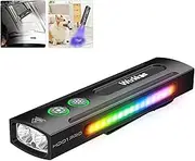 Wurkkos HD01 PRO 6-in-1 Flashlight 1200LM Flat EDC Flashlight with White Light UV Light&Green Light and RGB Light,Working Handle Flashlight with Magnetic for Outdoor Camping(Black)