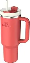 Stanley Quencher H2.0 Tumbler with Handle and Straw 40 oz | Flowstate 3-Position Lid | Cup Holder Compatible for Travel | Insulated Stainless Steel Cup | BPA-Free | Hot Coral