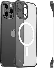 [RUNGOS] for iPhone 14 Pro Max Case MagSafe (Borderless Translucent Matte) [Bare Metal Feel] [Strong Magnetic] Slim Case for iPhone 14 Pro Max MagSafe Case, 14 Pro Max Magnetic Case Thin 6.7'', Black