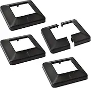 UFURMATE Post Base Cover, 4Pcs 100x100mm (Actual: 100x100mm) Plastic Post Base Cover Plates Decorative Split Post Skirt Cover Square Railing Base Cover for Stair Handrail Fence (Black)