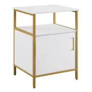 Modern Life White Utility Table Printer Storage Stand with Gold Metal Legs