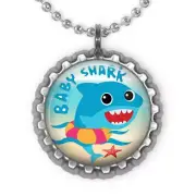 1 Baby Shark Silver Bottle Cap Necklace!