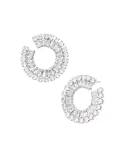 Aqua Cubic Zirconia Open Circle Drop Earrings - Exclusive