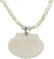 Scallop & White Troca Shell Handcrafted Necklace & Earring Set