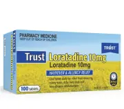 Trust Loratadine 10mg Antihistamine 100 Tablets - Claratyne Gerenic