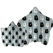 Black and White Lucky Cats Towel with Hood