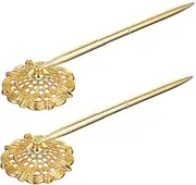 UTHCLO 2pcs Signature Ballpoint Pen Metal Desk Stand Gold Color Smooth Writing Office Desk Accessory