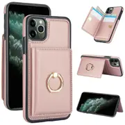 IPhone 11 Pro Max Case With Card Holder,Military Grade Drop Protection,Durable Shockproof Cover-Rose Gold