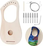 OriGlam Lyre Harp 7 String DIY Kit, Make Your Own Bass Wood, Lyres Wooden Strings Lyre Harp with String Post String Saddle Voices