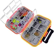 BRIGHTFUFU Fishing Hook Box Fishing Tackle Storage Case with Dividers High Strength Material for Hooks Lures and Accessories Portable Design Orange