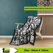 SOGA 130x160cm Throw Blanket Black and White Pattern