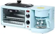 Breakfast Machine 3 in 1 Household Breakfast Machine Breakfast Helper Stainless Toaster with Griddle Apply to Making Coffee Sandwiches Cake Blue