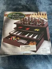 As Seen On TV Wooden 15-in-1 Game Center NIB Mahogany Table Set