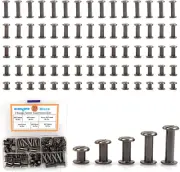 90 Sets Black Metal Chicago Binding Screws Assorted Kit Nail Rivet Chicago Butto