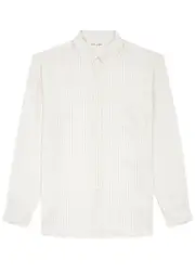 Saint Laurent Striped Silk Crepe de Chine Shirt - Beige - 43 (C17 / XL) 43 (C17 / XL)