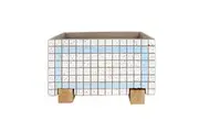 Urban Brix Rectangular 26cm Concrete Planter Flower Plant Pot Decor White Blue