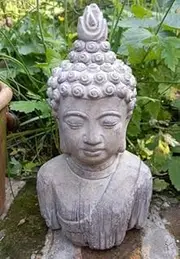 F&G Supplies Buddha Head Garden Statue Sculpture - frost proof stone effect