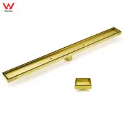 Brushed Gold 100-900mm Tile Insert Shower Grate Floor Drain 50/80mm Waste Outlet