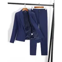 在飛比找ETMall東森購物網優惠-外套女藍色冬季加絨職業西裝外套
