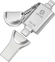JSL JDTDC MFi Certified 256GB 3-IN-1 Photo-Stick-for-iPhone-USB-Flash-Drive Photo-Storage-Stick-for-iPhone 15/14/13/12 Thumb-Drive External-Storage-Mobile-for-Android iPad USB C Flash Drive PhotoStick