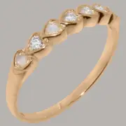 Solid 18k Rose Gold Cubic Zirconia & Natural Opal Womens Eternity Ring