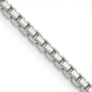 16 Inch Sterling Silver 2mm 8 Sided Diamond-Cut Box Chain