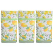 3x Gibson Gifts Lemon Grove Cotton Kitchen Tea Towel/Dish Drying Cloth 38x18cm