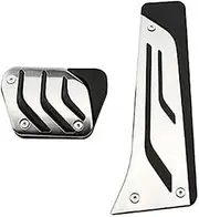 Jodriva Stainless Steel Car Fuel Brake Pedals Pedal Cover, for, 3 M3 X3 X4 X5 X6 F20 F30 E34 E39 E70 E71 E90 E46 GT3 LHD Foot Pedal Cover Car Clutch Pedal Pad(Black MT with Rest)