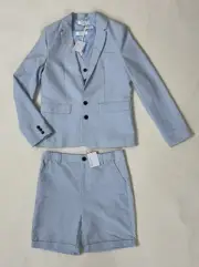 Primark Boy’s 3-Piece Jacket, Vest and Shorts Suit Set | Light Blue /10-11Y