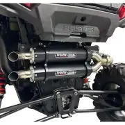Trinity Racing Dual Slip-On Mufflers - Brushed Aluminum for Polaris TR-4186S