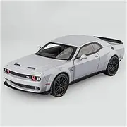 Scale Finished Model Car 1:32 Scale for Dodge Challenger SRT Alloy Car Model Diecast Collection Car Souvenir Decoration Die-cast Vehicle(Chrome)