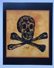antique vintage unknown skull & crossbones folk art tattoo flash 8x10 pro print