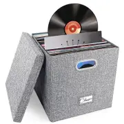 Vinyl Record Storage Holder Box For 50+ Single Lps (12-inch) Stackable Albums