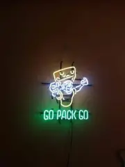 Green Bay Packers Go Pack Go Cheesehead 20"x16" Neon Light Sign Lamp Real Glass