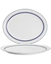 Sur La Table 2pc Le Marais Marine New Bone Fine Ceramic Oval Platter Set