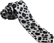 [Zasel] Mens White, Black & Blue Leopard Print 5cm Skinny Neck Tie White, Black, Blue Patterned Skinny Ties