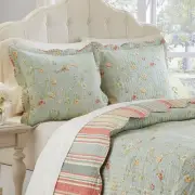 Waverly Garden Glitz Vapor 3 Piece Reversible King Size Bedspread & Shams