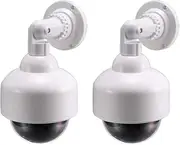uxcell Fake Security Camera Dummy Dome CCTV with Blinking Red LED Warning Alert Light, Sticker for Home Outdoor Indoor White 2pcs