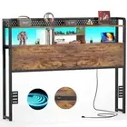 Headboard for Queen Size Bed with Storage Shelf, Head Board with 3 Outlets