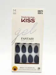 Kiss Medium-Length Glue-On Gel Nails, Midnight Blue Matte Finish 60678 KGN16