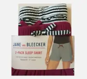 Jane & Bleecker Women's 2 Pack Sleep Short PJ (BURG/STRIP,SMALL) NWT