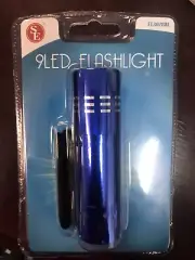 Mini 9 LED Bright Pocket Flashlight Blue Metal Emergency Camping
